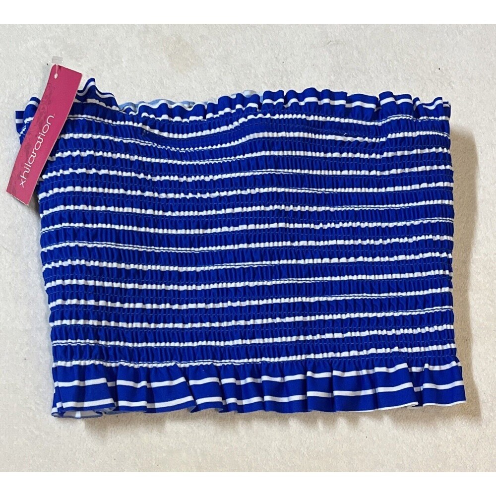 Xhilaration Swim Tube Top Blue & White Stripes Women Small 0/2 New with Tags